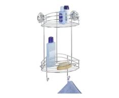 Wenko 16775100 Super-Loc - Repisa de Rejilla en Esquina para Ducha (2 estantes, 2 colgadores, 23 x 42 x 16 cm, no Hace Falta taladrar), Color Plateado