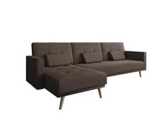 SelectionHome - Sofa Chaise Longue, convertible en cama, reversible, modelo Verona, acabado en Marron, medidas: 267 cm (ancho) x 88 cm (alto) x 137 cm (fondo)