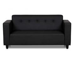 BUDWING Pedro Hogar Sofa 3 Plazas o 2 Plazas Pequeño Economico Salon en Polipiel Estrecho Negro Sofá de Salon Decoración de Hogar Cojines y Tapicería de Polipiel Piel Sintética 170 x 80 x 80