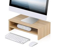 FITUEYES 2 Capas Elevador del Monitor de Madera Soporte para Monitor Color Natural