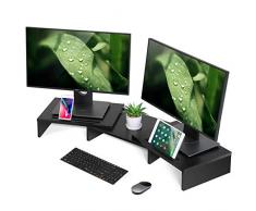 FITUEYES Elevador del Monitor Giratorio con Ranura de móvil Soporte de Madera para 2 monitores DT111101WB