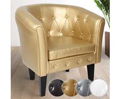 MIADOMODO Sillón Chesterfield | Tapizado en Cuero Artificial con Patas de Madera, Set y Color a Elegir | Butaca de Piel Sintética para Dormitorio y Salón, Sofá Chester 1 Plaza (1 Pieza, Dorado)