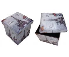 Taburete Paris Metro gris Original GMMH Box Caja de asiento con forma de cubo plegable banco baúl reposapiés para guitarristas