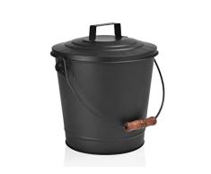 Wadiga Cubo para Cenizas de Chimenea de Metal Negro – 8L