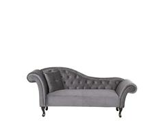 Beliani Chaise Longue en Terciopelo Gris Izquierdo Lattes