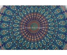 Trade Star Exports Mandala Pillow Case 32 , cojines grandes para pisos, puf indio, tiro decorativo, otomano redondo, fundas de cojines Boho, funda de cojín para exteriores Pom Pom