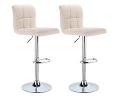 WOLTU 2X Taburete de Bar Silla de Bar Lino Muebles Cocina Taburete Alto Regulable en Altura con Respaldo Sillas Alta Taburetes Tapizado Crema