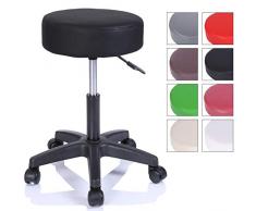 TRESKO Taburete con Ruedas Taburete Giratorio cosmético de Trabajo Consulta, Regulable en Altura, Giratorio en 360°, con Asiento Acolchado de 10 cm y 8 Variantes de Colores (Negro)