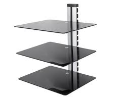 Estantería flotante de TV y de cristal con montaje en pared para TV LCD, LED x 3 DVD, Sky, Freeview