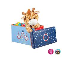 Relaxdays Baúl para juguetes, Taburete infantil, Plegable, Para niños y niñas, Bajo el mar