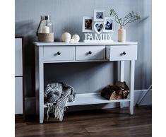 Mesa Consola de 2 cajones con estantería Home Discount Windsor Mesa Consola de 3 cajones 74 x 100 x 30 cm Blanco