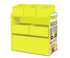 Lalaloom SWEET LUGGI - Estanteria mueble infantil madera verde habitacion niños 6 cajas tela juguetes