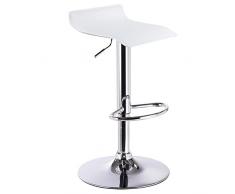 WOLTU 1x Taburetes de Bar Regulable en Altura Cuero Artificial Acero Cromado Asiento Acolchado Silla de Bar Taburetes Alto Cocina Blanco BH11ws-1