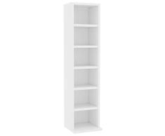 vidaXL Estantería para CDs Aglomerado Mobiliario Organizador Colección Música Elegante Práctica Moderna Duradera Resistente Robusta Blanco 21x16x88cm