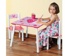 Kesper 17722 1 - Mesa Infantil con 2 sillas y Dibujos de Corazones (conglomerado de Fibra de Madera de Densidad Media, FSC)