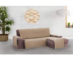 Textilhome - Funda Cubre Sofá Chaise Longue Circus, Protector para Sofás Acolchado Brazo Derecho. Tamaño -240cm. Color Beige (Visto DE Frente)