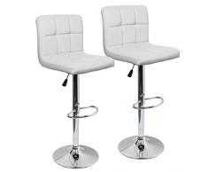 IntimaTe WM Heart 2 x Taburetes de Bar Cuadrado y Moderno Tapizados en Cuero de PU Silla Altura Ajustable Giratoria para Bar Cocina (Blanco)
