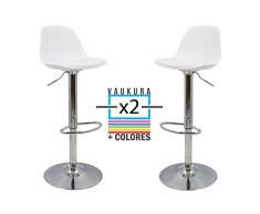 Taburete Alto Tulipa (Pack 2) - Taburete Bar Moderno - Taburete Cocina - (Varios Colores) - Vaukura (Blanco)