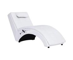 vidaXL Diván Chaise Longue Piel Sintética Almohada Reposacabezas Estructura Madera Sillón Tumbona Relax Cuero Artificial Sofá Ergonómico Blanco
