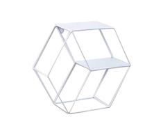 Soporte para Rack de Almacenamiento Estantería De Metal Hexagonal De Hierro Forjado Montado En La Pared Bastidor Flotante Estante De Almacenamiento Colgante Decorativo Estante (Color : White)