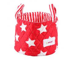 Minene 1236 - Cesta de tela pequeña, diseño estrellas, color rojo