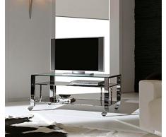 Dfierro Mueble TV con Ruedas, Cromo, Cromado, 100.00x45.00x50.00 cm