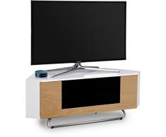 Centurion Soporta Hampshire esquinero Brillante Blanco con Negro Roble o Nogal Contraste Beam-Thru Puerta Amable 26-50 Pantalla Plana TV Armario Oak Door