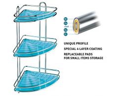 Tatkraft Kaiser Estante de Esquina Baño Bañera 3 Niveles Gran Capacidad Acero Inox Cromado 35X25.8X58.5cm