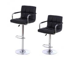 Songmics 2 x Taburete de Bar Regulable en Altura y Giratorio Cromado, de Cuero sintético, Negro LJB93B, 38 x 44,5 x (95-115) cm