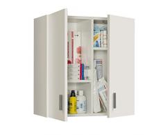 Armario auxiliar multiusos de 2 puertas y 4 huecos color blanco módulo de pared aéreo (Medidas: 59cm ancho x 60cm altura x 27cm fondo)