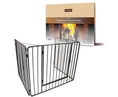 De Vielle - Protector de chimenea con puerta, cuidado para los niños, metal, negro, 91 x 76 x 70 cm