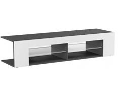 Mesa para TV Lowboard Movie, Cuerpo en Negro Mate/Frentes en Blanco de Alto Brillo con iluminación LED en Blanco