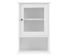 Premier Housewares - Armario de pared con repisa y puerta frontal de cristal (51 x 35 x 18 cm), color blanco