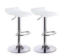 Mueblix / Taburetes Altos de Cocina 2 Unidades/Taburete Cocina Alto/Silla Giratoria y Regulable en Altura/Color Blanco y Cromado/Medidas 45x 45x H65-87 cm/Modelo Andes