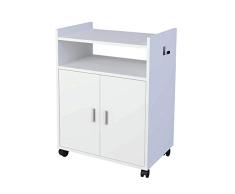 Samblo Senchi - Carro multiusos de cocina de melamina, Blanco, 79 x 60 x 40 cm