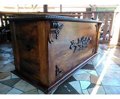 Manta de madera caja mesa de café Trunk Vintage en el pecho de madera Ottoman caja (RN3)