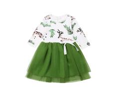 ALLAIBB Niña niños Vestido Pouf Vestido de Princesa de Encaje con Dobladillo Verde 2-6años Size 100 (Verde)