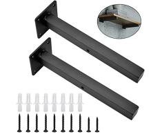 Perfetsell 2Pcs Escuadra Balda, Escuadra Negra Mate, Escuadra Estanteria, Escuadras Baldas Pared, Escuadra Estantería Invisible, Escuadras Estanterias Hierro Forjado 20cm, Escuadra Para Balda, 25KG