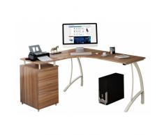 hjh OFFICE 673420 Escritorio esquinero con cajonera Castor Nogal/Marfil