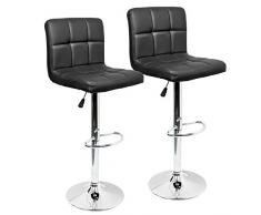 IntimaTe WM Heart 2 x Taburetes de Bar Cuadrado y Moderno Tapizados en Cuero de PU Silla Altura Ajustable Giratoria para Bar Cocina (Negro) (5001A03)