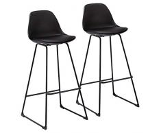 WOLTU 2X Taburete de Bar con Respaldo, Marco de Metal Imitación de Cuero Muebles Cocina Taburete Alto para Cocina, Bar, Paquete de 2 Unidades Negro