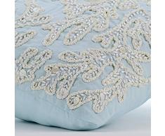 Azul Claro Cubierta De Almohadas, Yute Y Perlas Corales Océano Y Tema De La Playa 40x40 cm Cubierta De La Almohadilla De Tiro, Sabana De Algodon Almohadas Fundas Para El Sofá - Pearly Sea Tangle