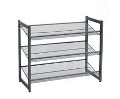 SONGMICS Zapatero de Metal apilable, Estantería para Zapatos con baldas Ajustables, Estante de Zapatos de 3 Niveles para Entrada, Gris Frío LMR03GB