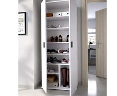 HABITMOBEL Armario Auxiliar Blanco Multiusos 2 Puertas 6 estantes, Medidas: Alto 190cm. Ancho 61cm. Fondo 35cm.