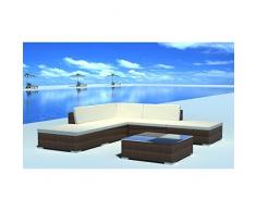 vidaXL Conjunto de Muebles de Jardín 15 Piezas Ratán Sintético Marrón y Blanco