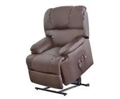 Deluxe - Sillón Relax Masaje Elevador Levanta Personas Reclinable Eléctrico Calor Lumbar - para Personas Mayores O Movilidad Reducida - Polipiel De Máxima Calidad | Marrón Chocolate