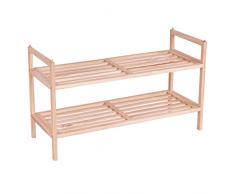 Casart Zapatero organizador con 2, 3 o 5 baldas con listones de madera, estante, madera, Madera, 2 niveles