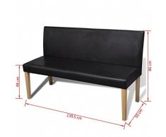Tidyard Banco con Respaldo Sofá Banco con Marco de Madera Cuero Artificial Marrón Oscuro 139,5x50x86cm