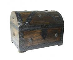 Cofre del tesoro caja de madera cofre pirata aspecto antiguo almacenamiento 28x21x21cm