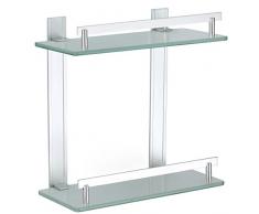 MSV Tabarca - Estante 2 niveles de aluminio y vidrio, 30 x 13 cm